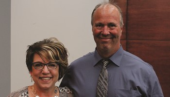 Anoka-Ramsey Community College Cambridge Campus recently honored its outstanding students for the 2017-2018 academic year. Shown are Outstanding Student of the Year Nicole Rademacher and Anoka-Ramsey President Kent Hanson.