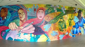 portion of mural on Anoka-Ramsey Coon Rapids campus 